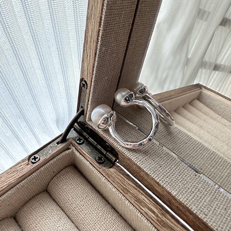 夏尼S925纯银戒指：文艺女孩的肌理感珍珠梦