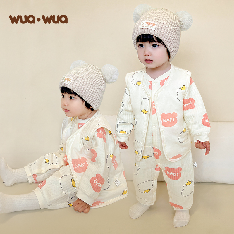 小蜜蜂哇哇秋冬夹棉连体衣+马甲套装：258元值不值？真实体验告诉你