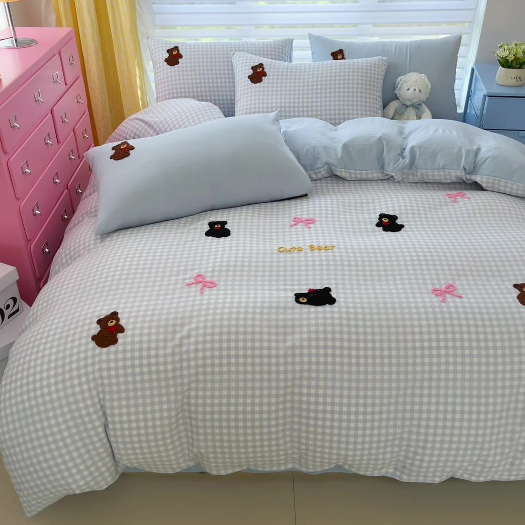 爸妈都说我眼光绝了！这款小清新毛巾绣四件套也太仙了吧✨