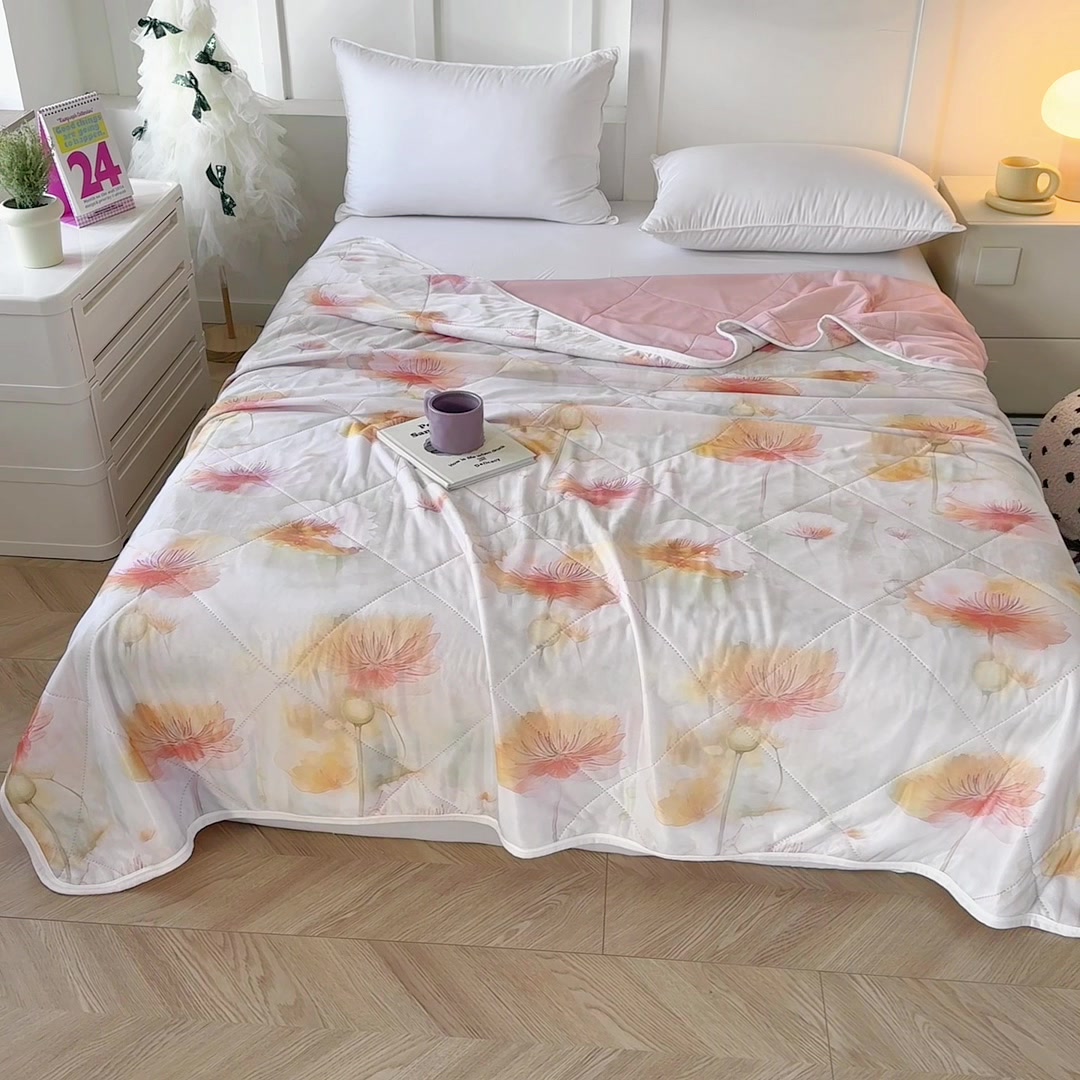 宿舍党必入！添富贵牛奶丝夏凉被，凉感超绝还不用被套！