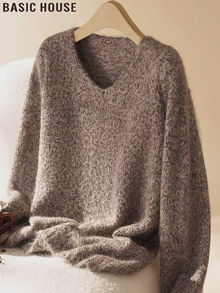 复古咖色毛衣，软糯到心坎里！百家好这件加厚款，春季穿搭王炸！