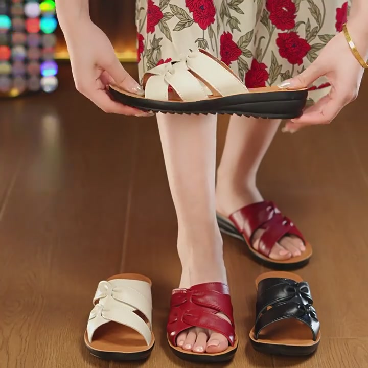 给妈妈买的意达鸟真皮凉拖，她开心得像个孩子！