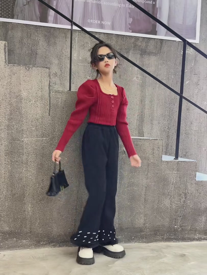 冬天也能穿出复古范儿！Camkids女童加绒喇叭裤，保暖又时髦