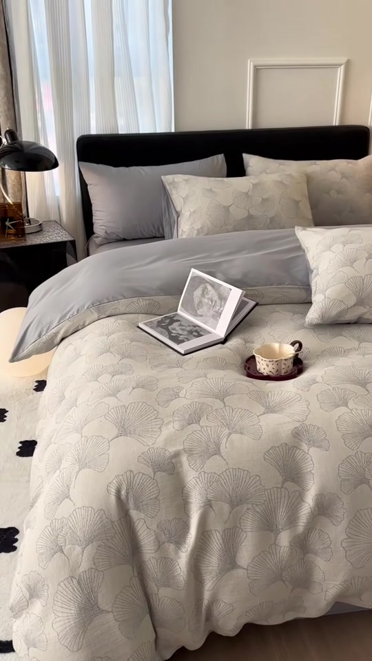 逸茉三层纱四件套，母婴级全棉，轻奢提花高级感床上用品，超柔被套床单床笠