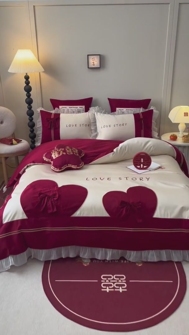 🎀 我的公主梦婚房！这套红色四件套让我每天都像在童话里～