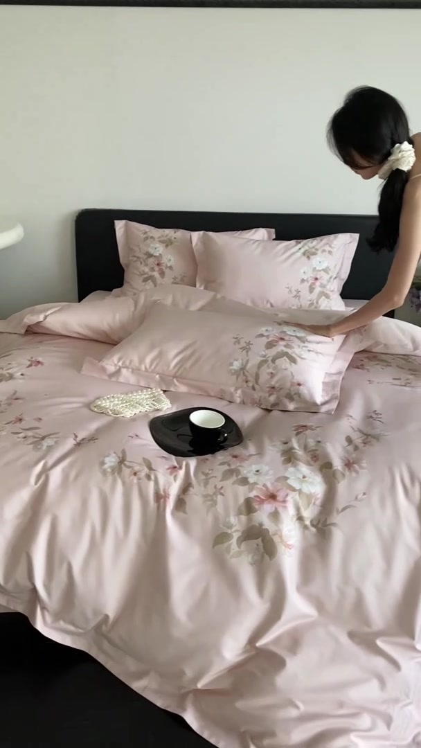 保睿利斯100S长绒棉四件套：轻奢风花卉刺绣，少女心与品质感的完美融合