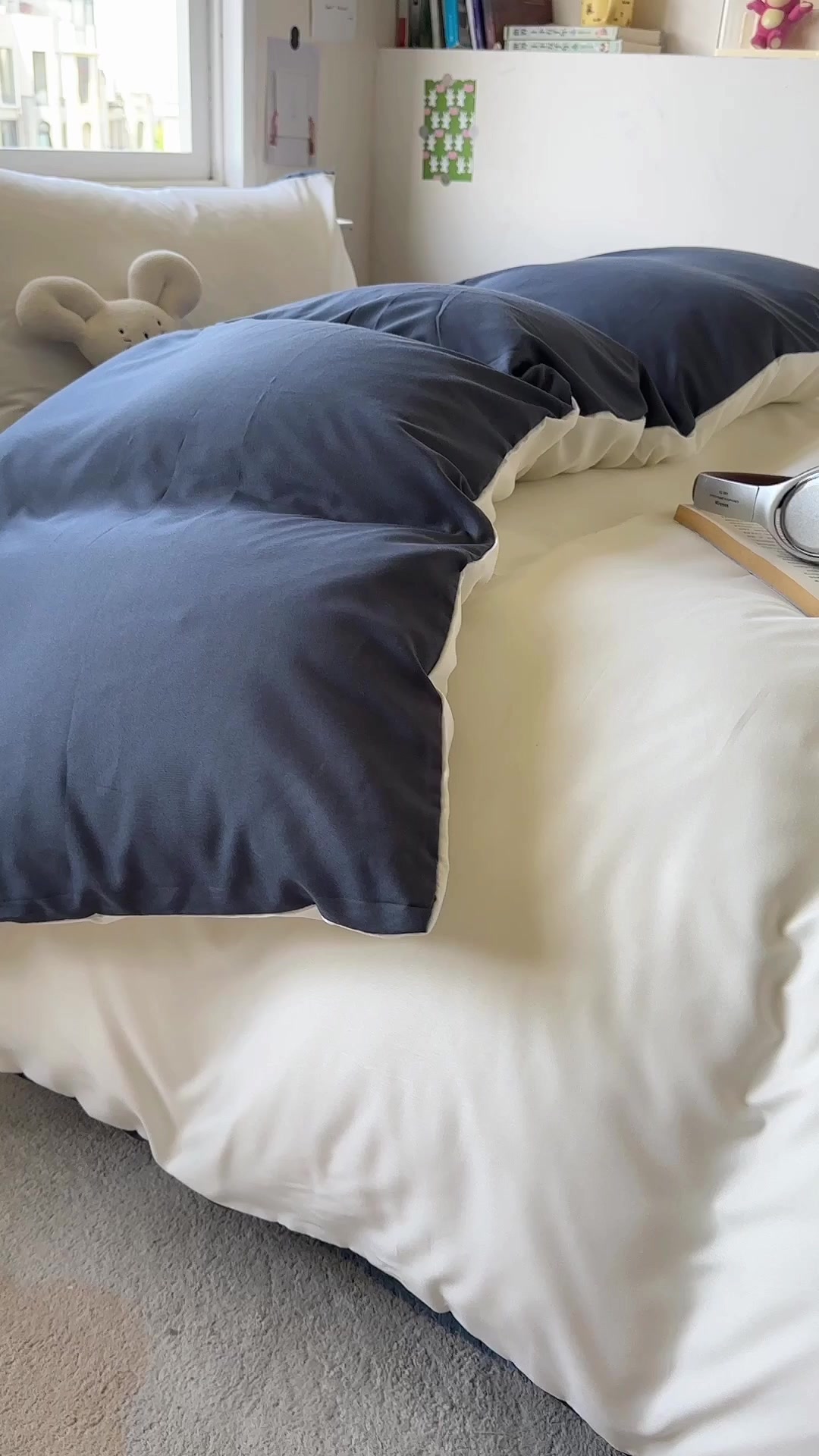 开学季宿舍改造！爸妈送的ins风纯色床品也太香了吧✨