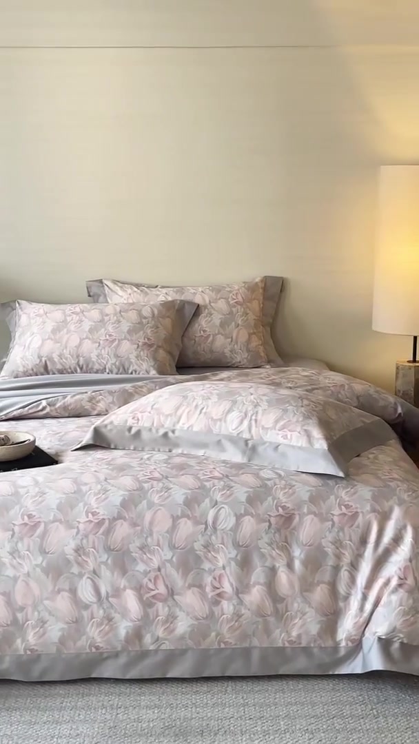 睡进复古轻奢梦境✨浮影100S长绒棉四件套开箱