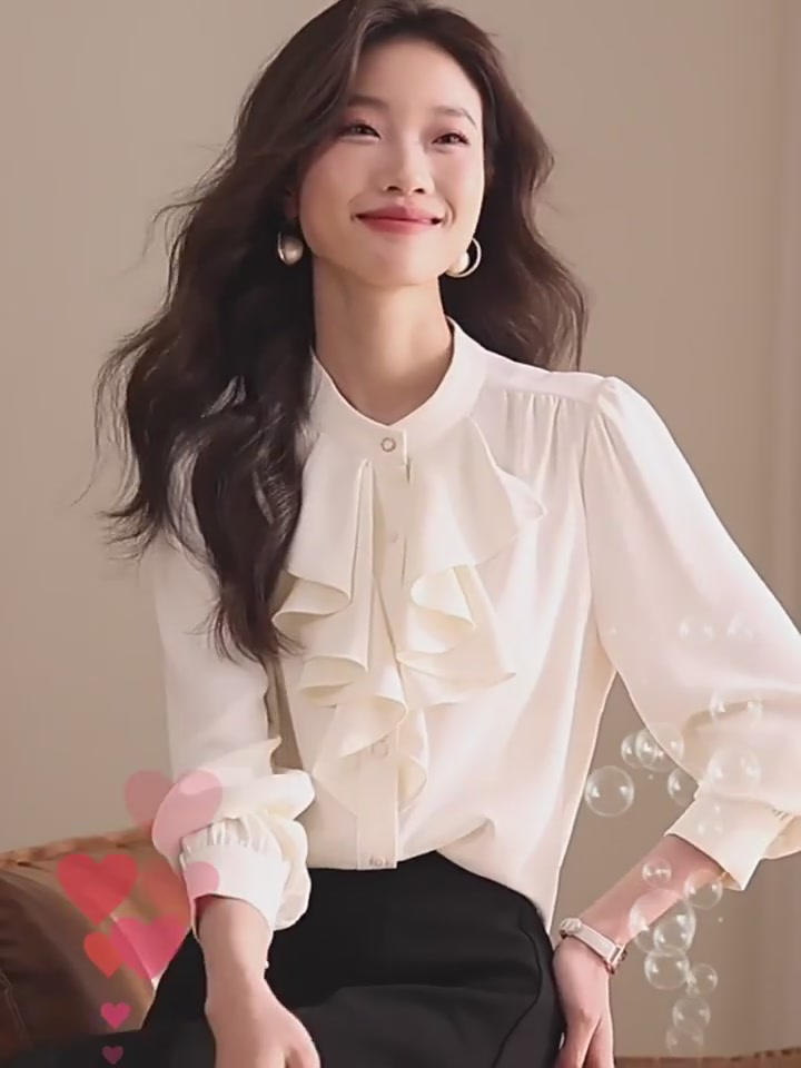2026早春穿搭｜这件立领荷叶边衬衫也太显气质了吧！