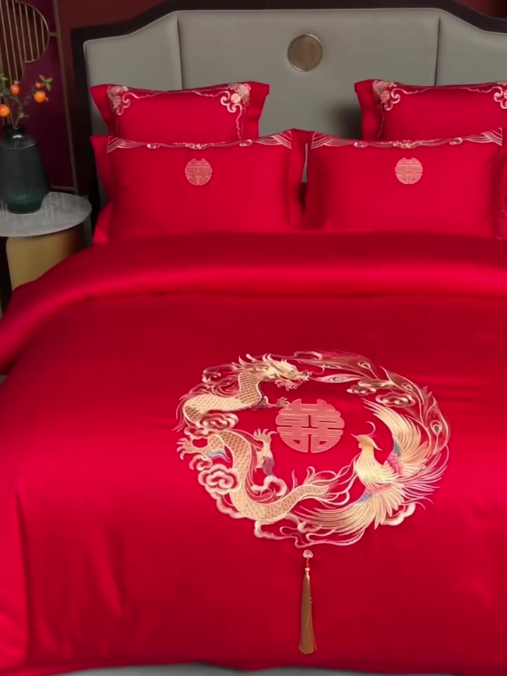 婚房必备！蕊丝坊龙凤刺绣床盖四件套，中式浪漫的极致体验💕
