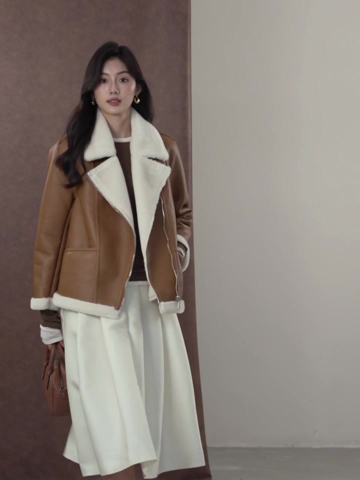 机车女孩的冬日战袍！这件羊羔毛外套也太飒了吧！