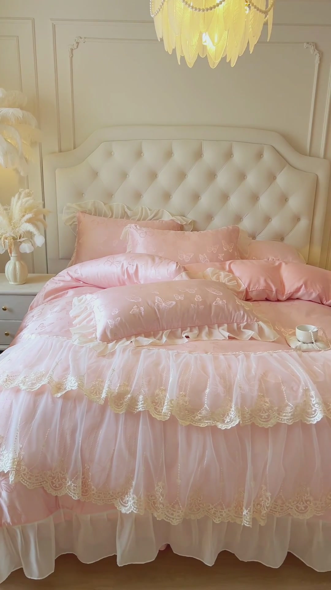 公主梦成真！法式蕾丝床裙四件套，少女心炸裂💕