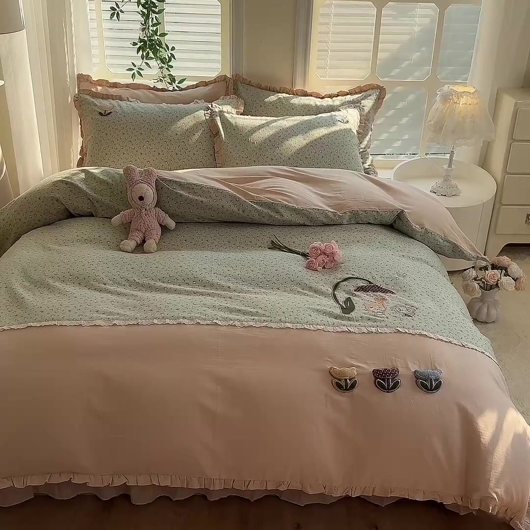 仙女系床品开箱！MACT双层纱四件套，睡在云朵上的感觉✨