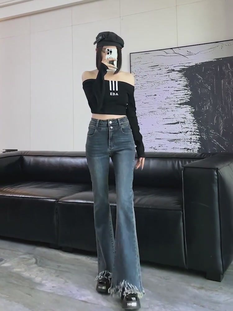 这条K家毛边牛仔裤，穿上直接腿长一米八！