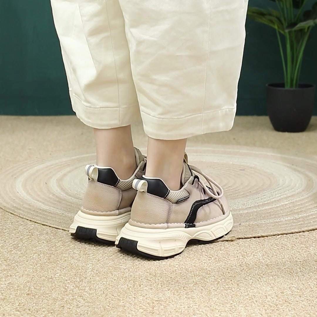 小众设计感老爹鞋,头层牛皮厚底,欧洲站爆款!