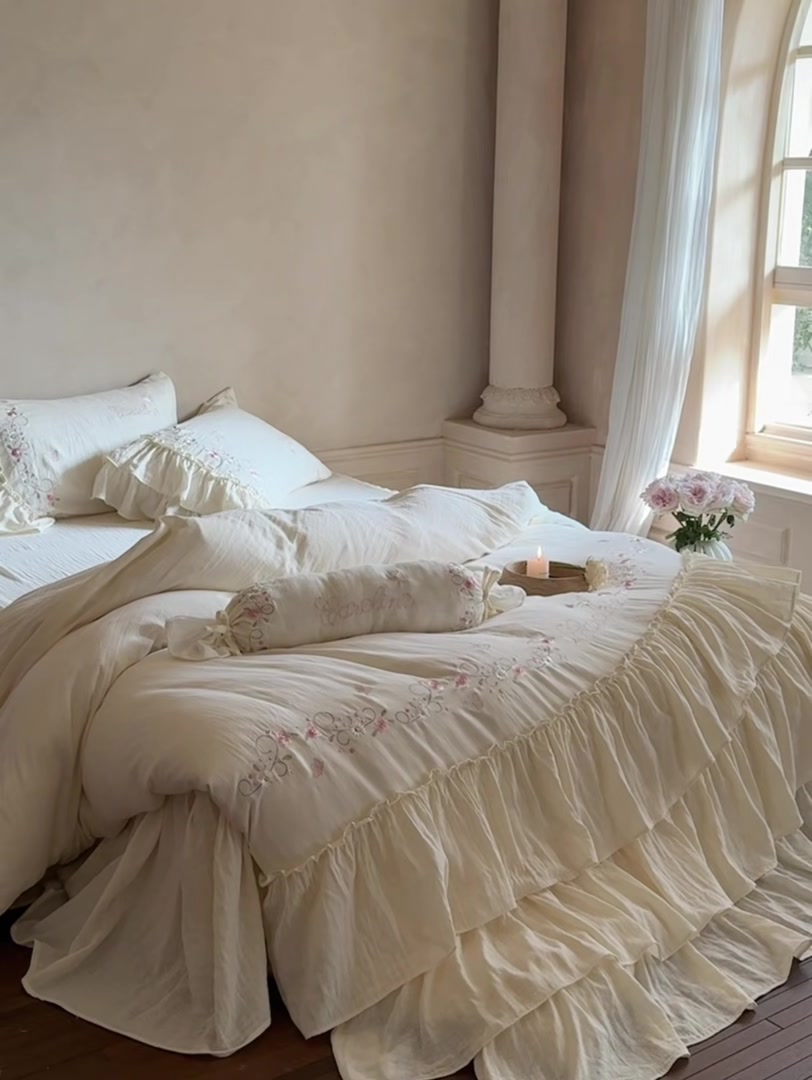 法式轻奢奶油风四件套，公主梦的温柔归宿✨