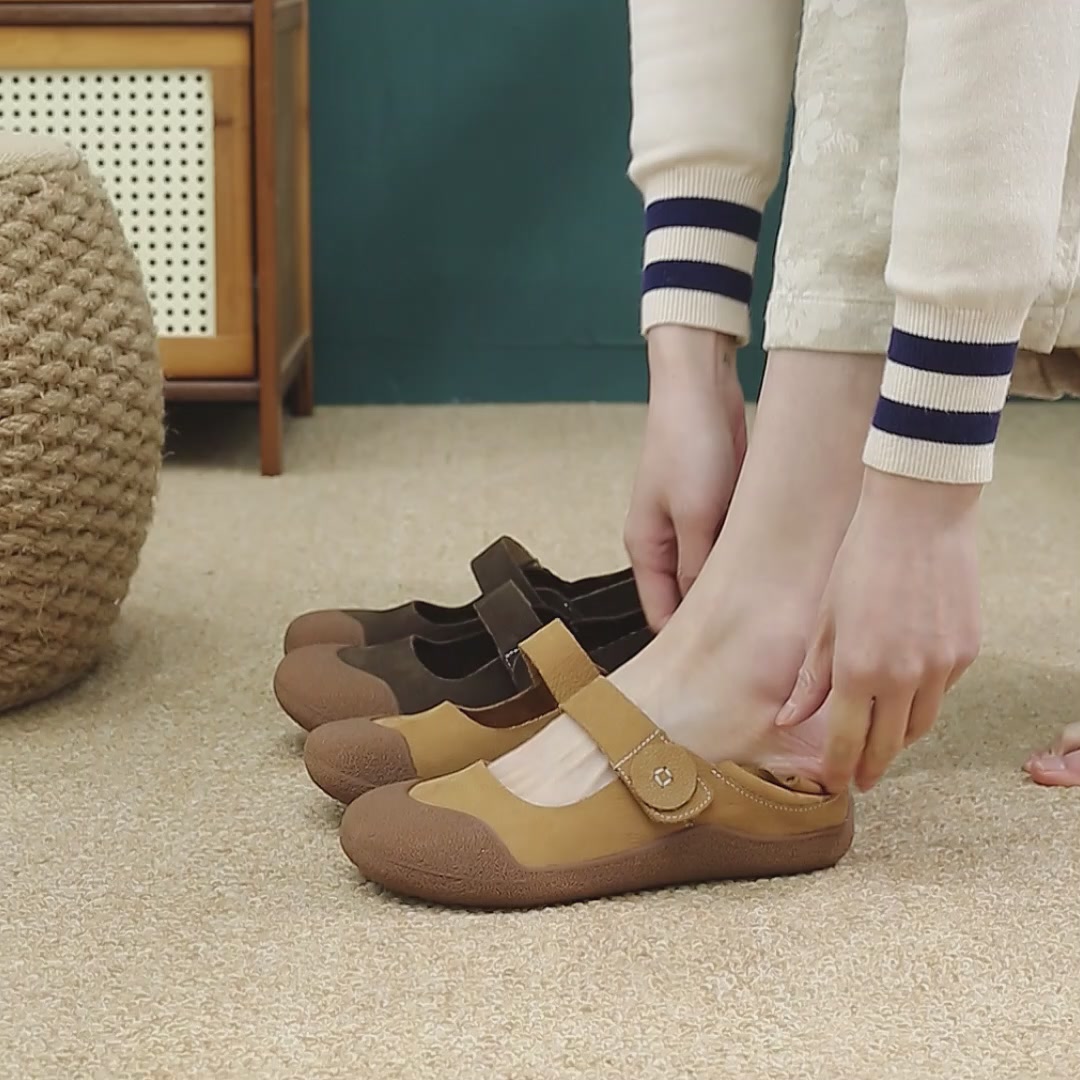 复古森系玛丽珍鞋，软底真皮罗马包头的舒适与优雅