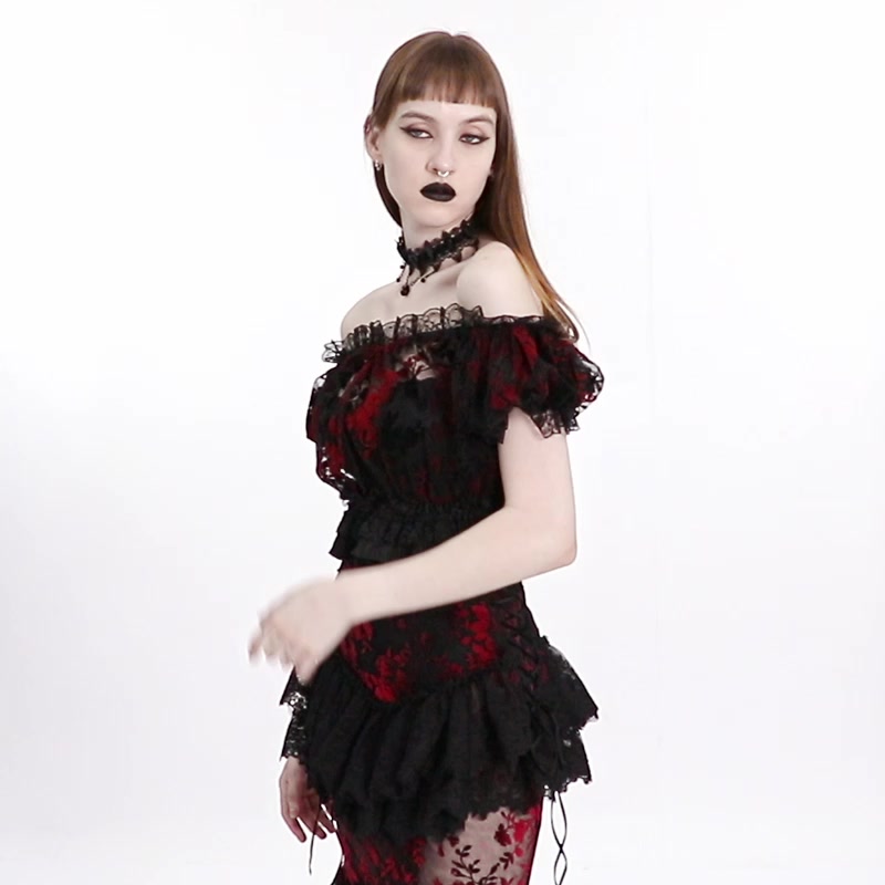 哥特女孩的夏日必备！PUNK RAVE植绒网T恤，露肩设计太撩人！