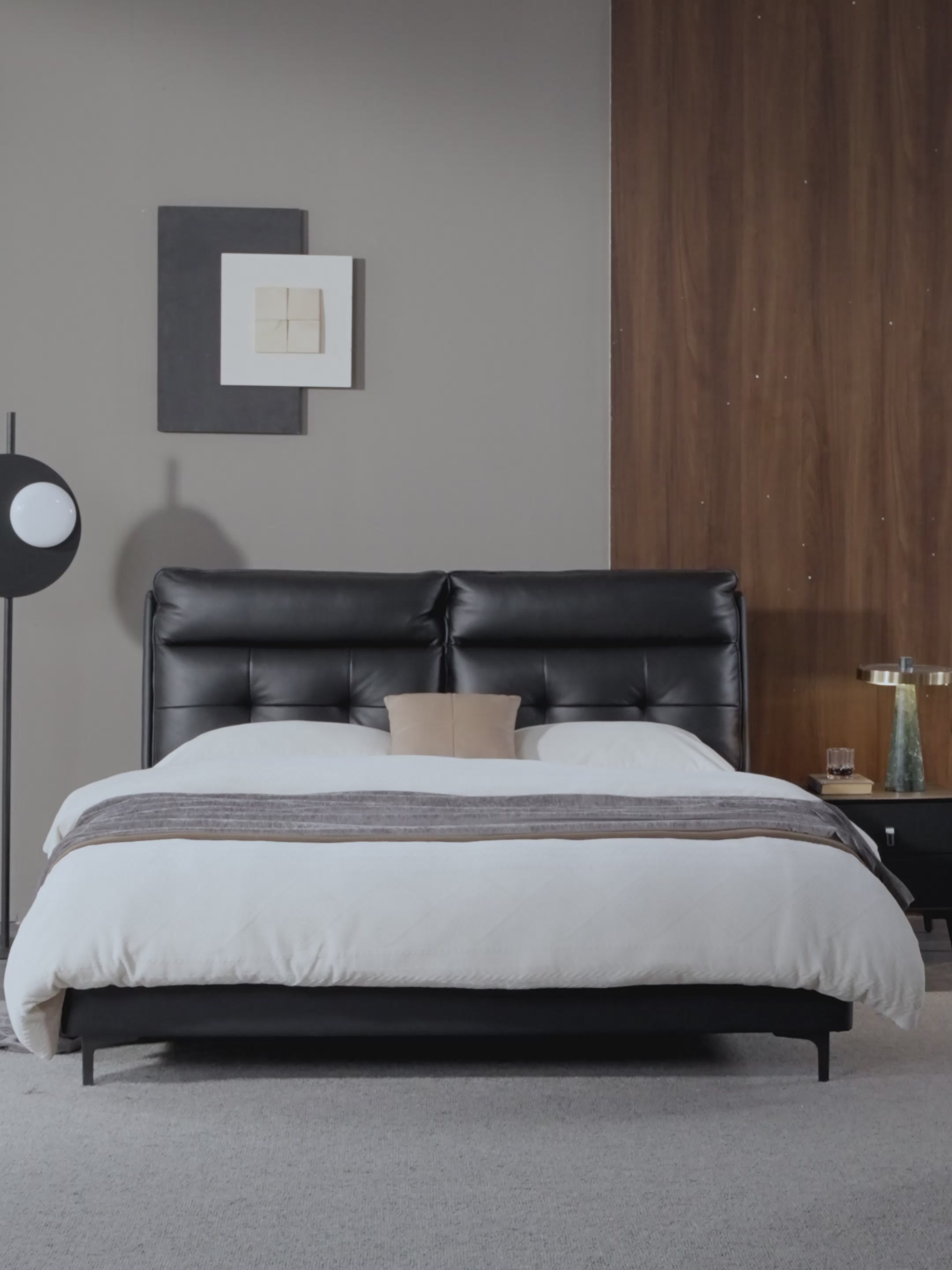 CBD家居劳伦斯床，黑色真皮软包，主卧大床新宠！