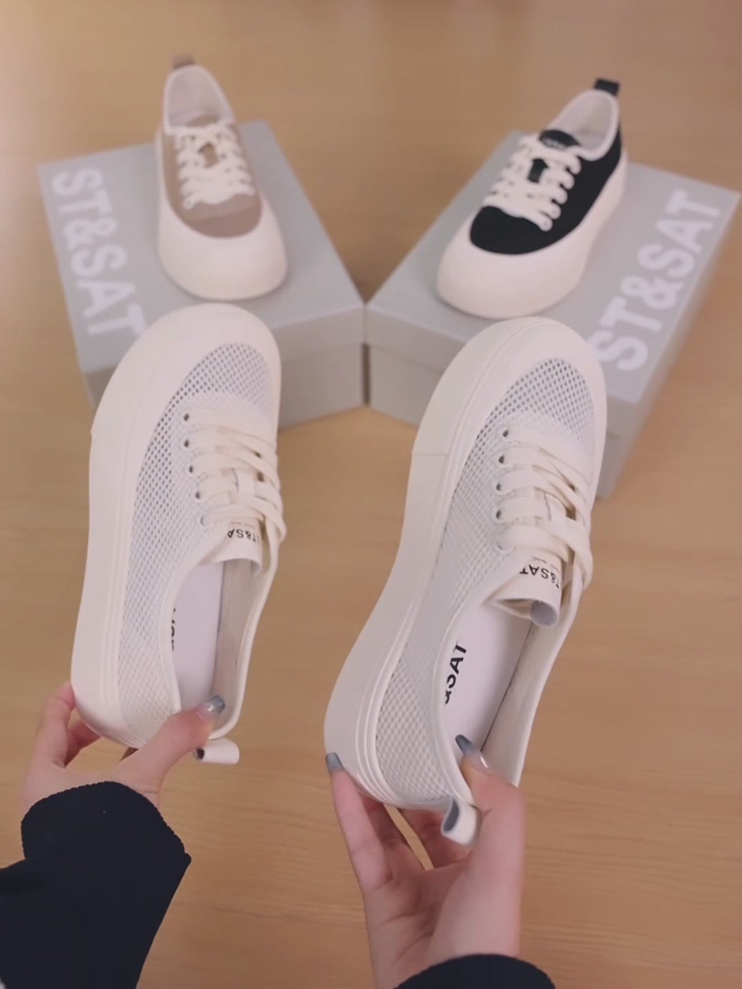 ST&SAT厚底小白鞋，透气又百搭，夏日必备！