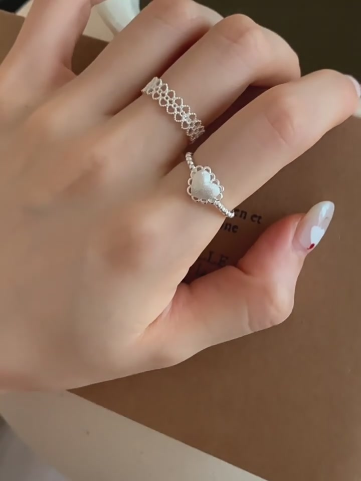 DTOTO 925银爱心蕾丝戒指：轻奢小众的指尖浪漫，叠戴出个性时尚