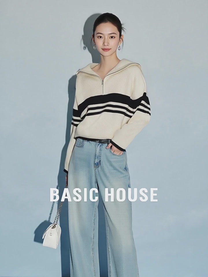 百家好这件链条纹毛衣外套，我穿出了韩剧女主的感觉！