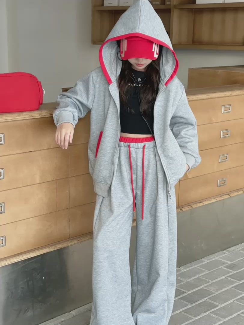 Camkids女童春季套装：2026新款，韩版洋气大童连帽外套运动两件套体验