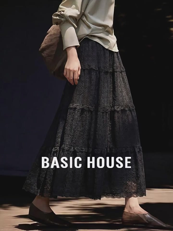 百家好BASICHOUSE黑色蕾丝蛋糕裙：2026春季法式浪漫，被我拿捏了！