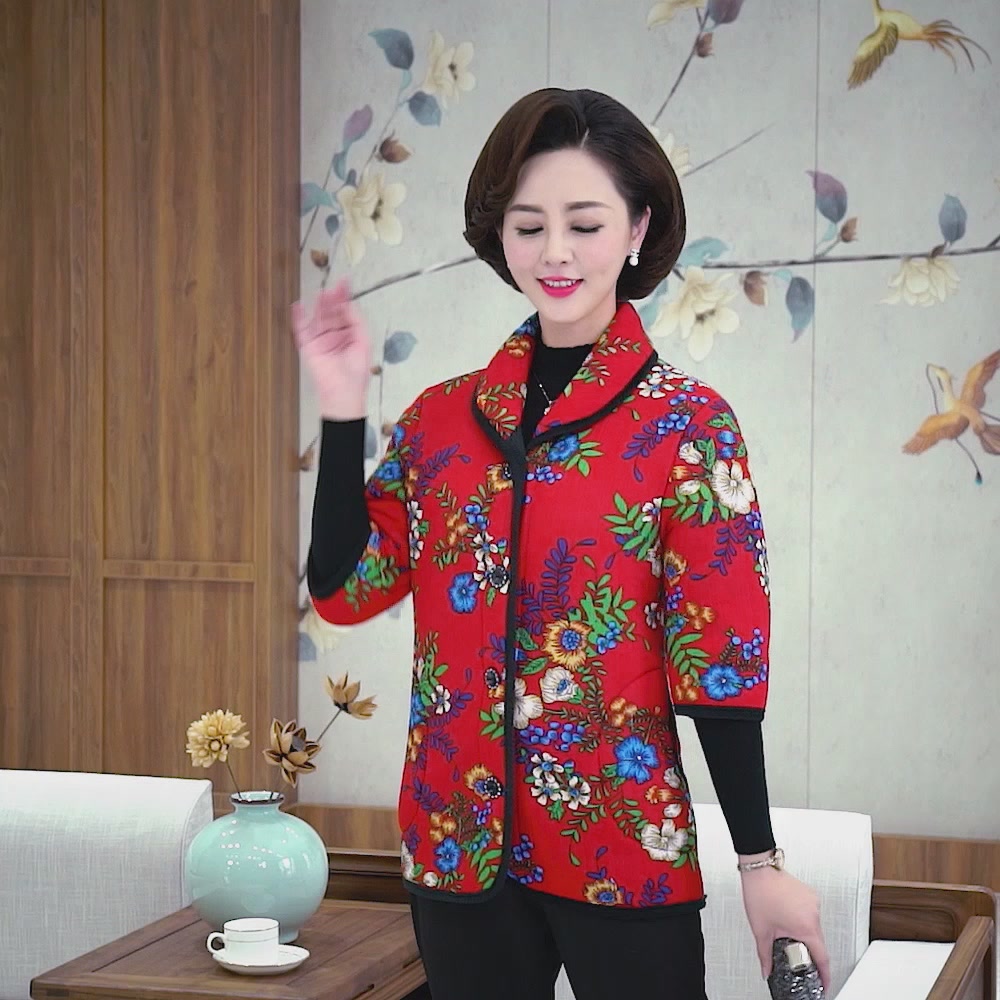 妈妈秋冬必备！这款翻领棉马甲外套太暖了，花色超显气质！