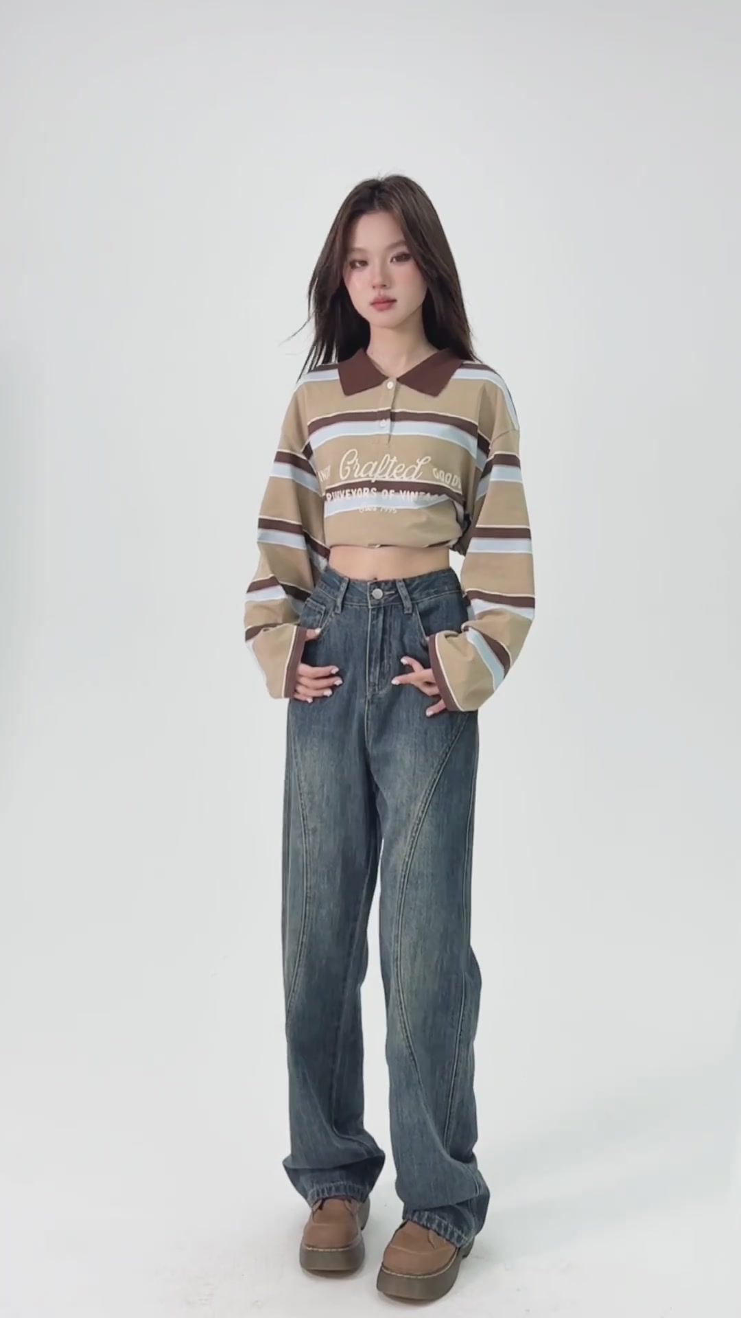 梨形身材救星！这条高腰拼接阔腿裤让我秒变纸片人