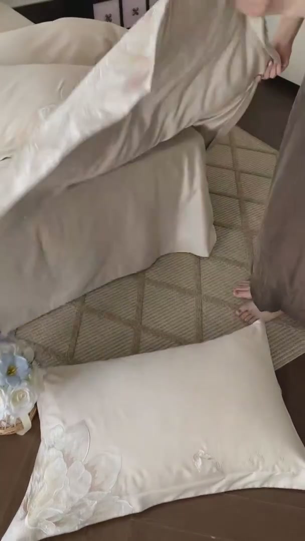 睡在云朵上的感觉！MACT刺绣花四件套，轻奢质感绝了💤