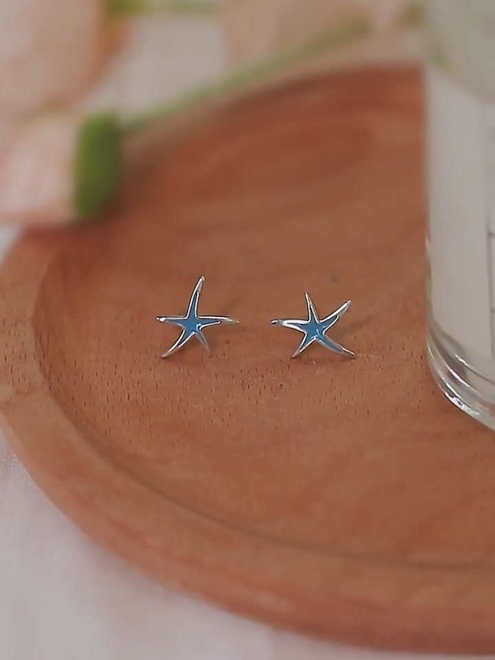 DTOTO 925银蓝色海星耳钉：简约养耳洞，细节里藏着海的温柔