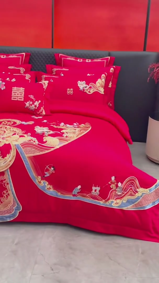 百子图的温柔：当传统刺绣遇见现代婚床