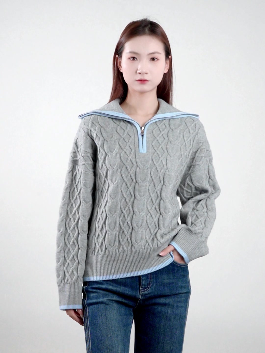 这件海军领毛衣绝了！撞色绞花设计让我秒变复古甜妹