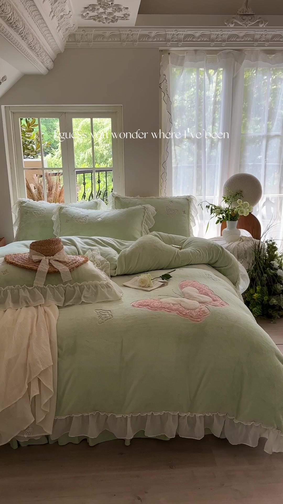 爸妈的秋冬温暖守护！高克重牛奶绒四件套，蝴蝶贴布绣花太精致啦🦋