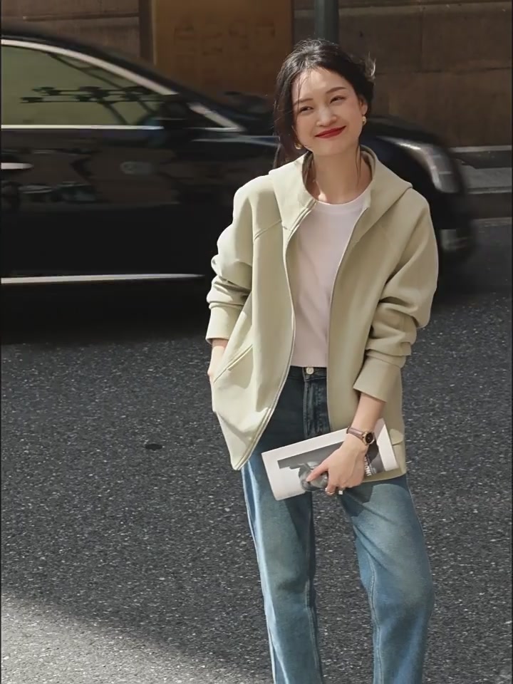 百家好这件松石绿卫衣外套，我穿了一周后的真实感受！