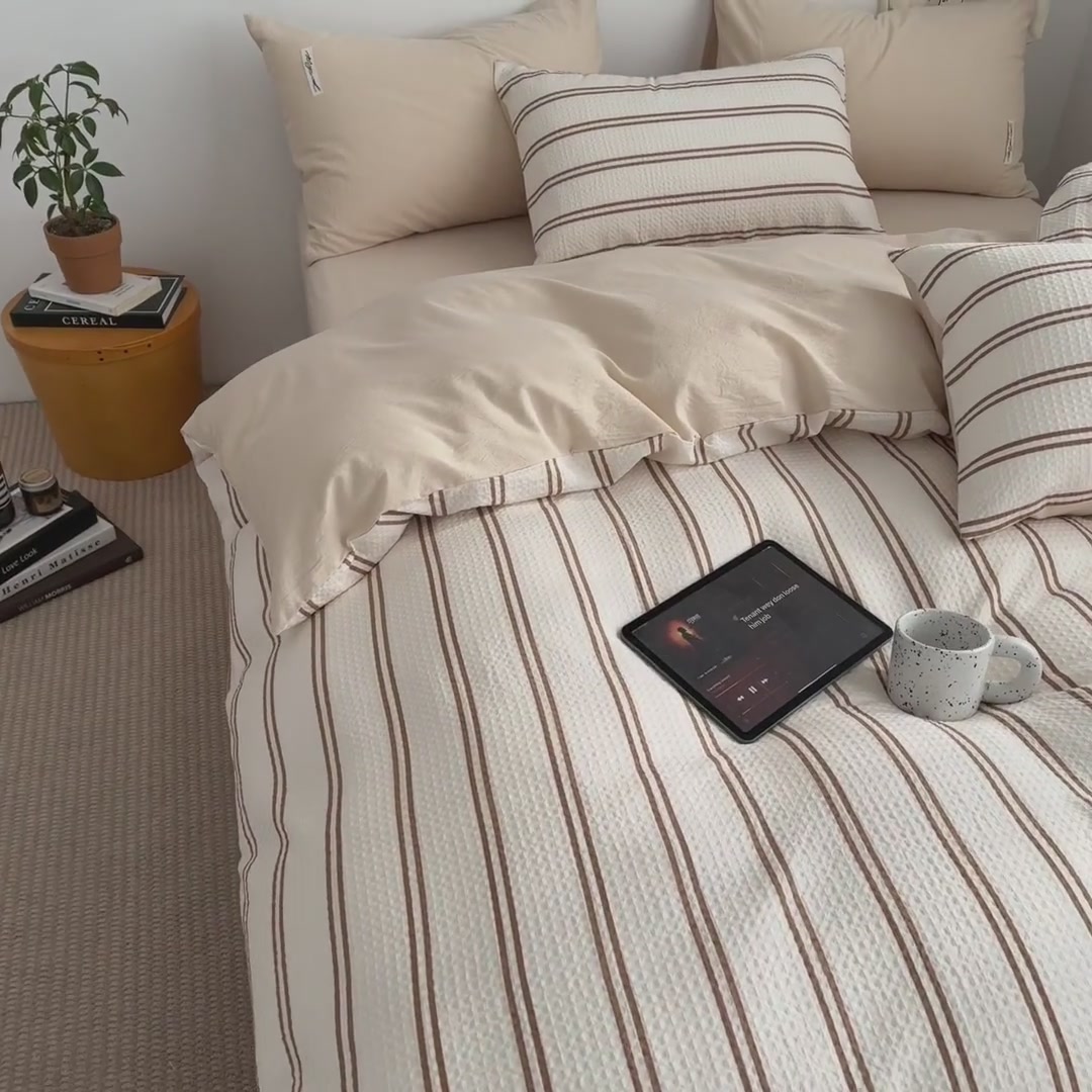 睡在云朵上？池羽华夫格四件套让我秒变床品体验师！