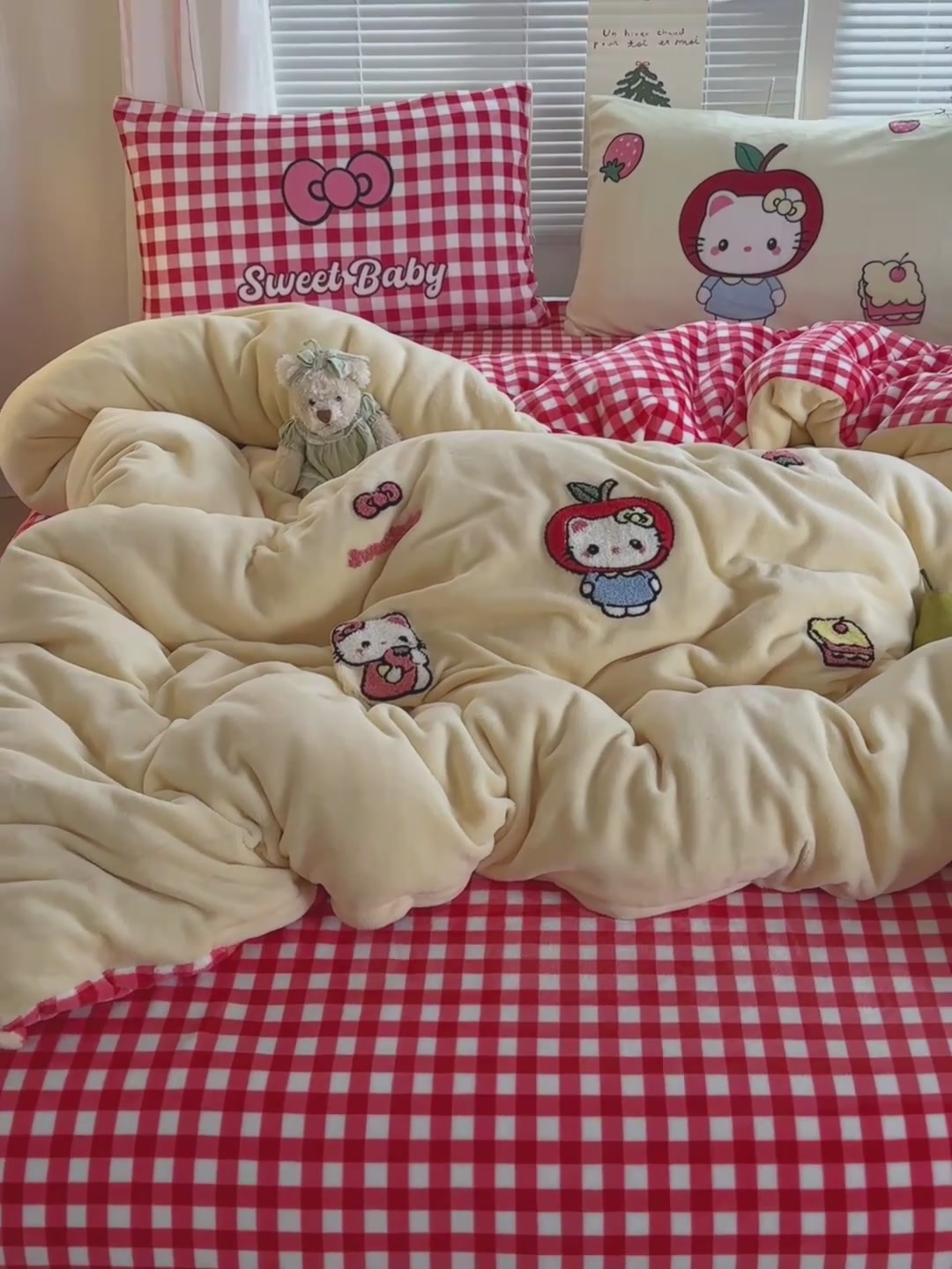 逸茉YiMo ins风牛奶绒床品，这个冬天我要被可爱‘封印’了！