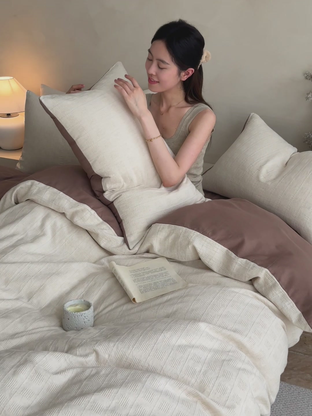 眠格棉麻提花四件套：睡进温柔乡，磨毛触感治愈失眠星人