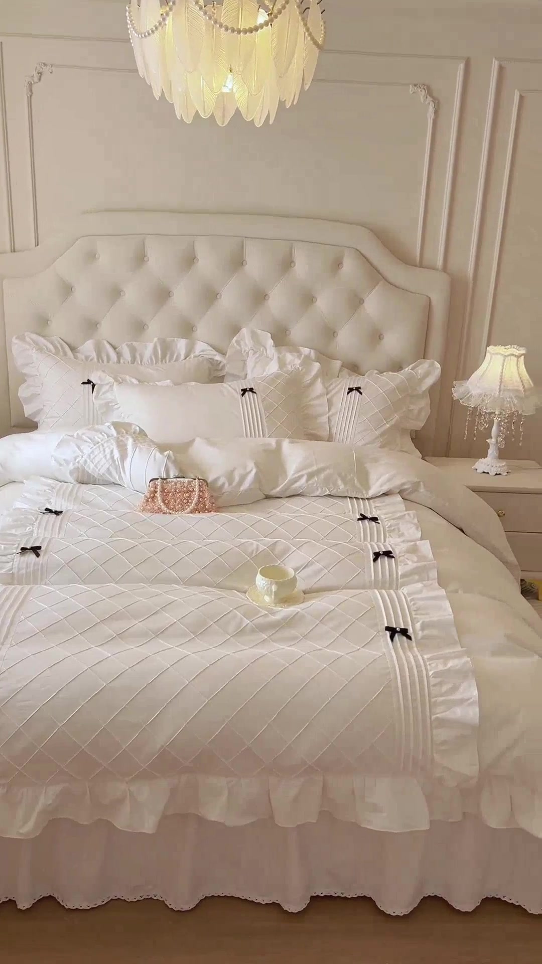 MACT法式轻奢四件套体验：公主风蝴蝶结，睡出高级感！