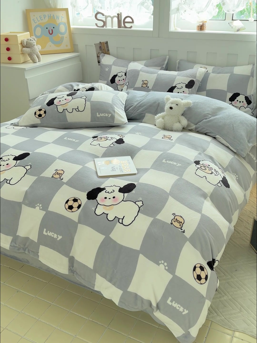 爸妈的秋冬暖心三件套：卡通可爱加厚牛奶绒保暖床品实测分享
