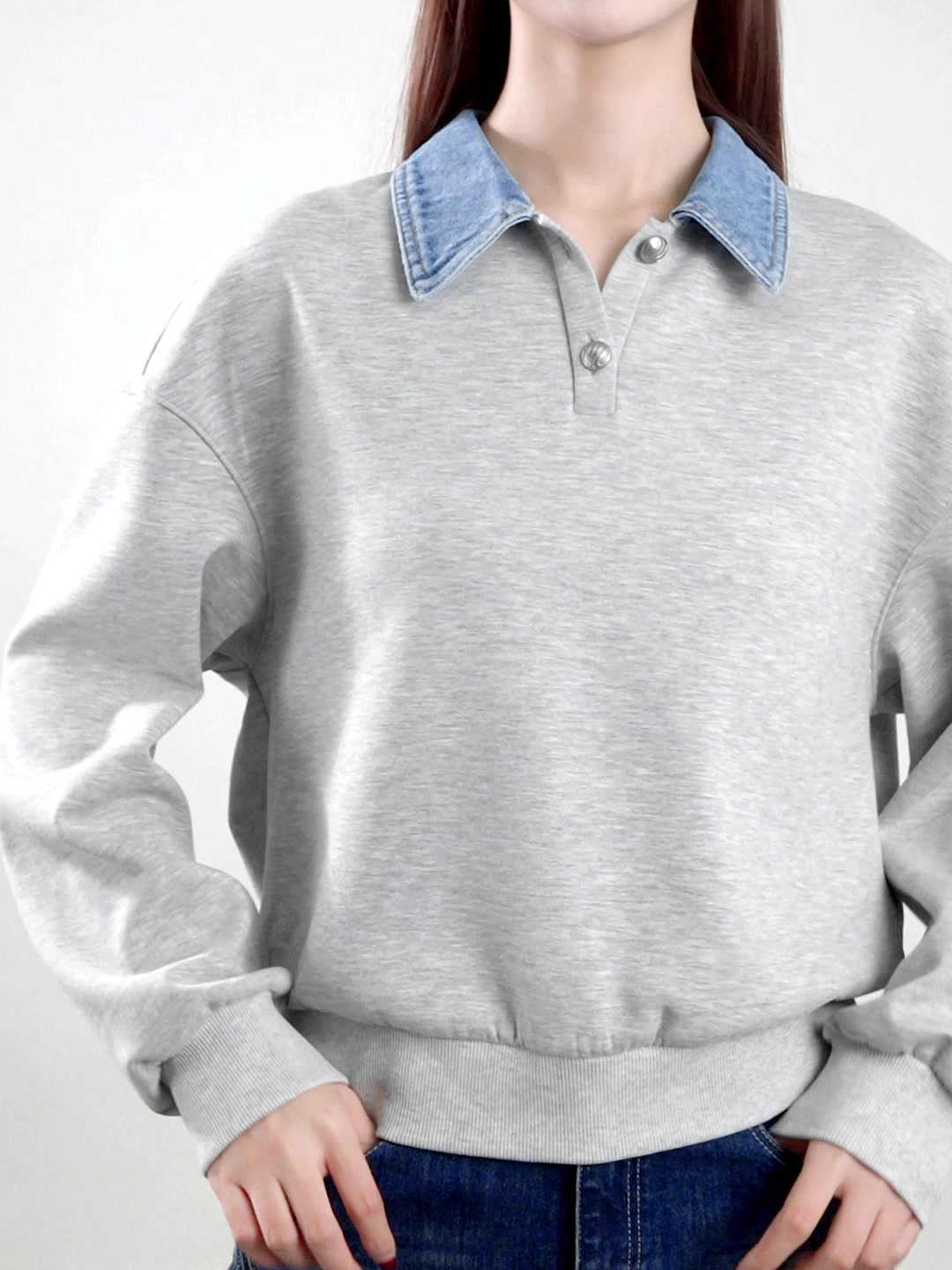 拼接牛仔卫衣，这设计感绝了！