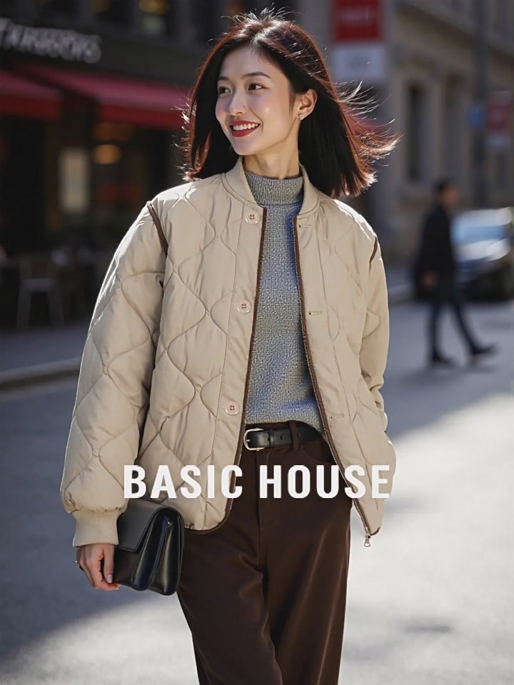 百家好BASICHOUSE菱格夹克：复古立领拉链外套，冬季穿搭新宠？