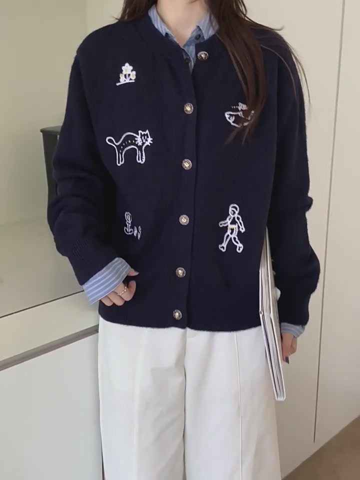 穿上这件刺绣毛衣开衫，我好像成了韩剧女主角！