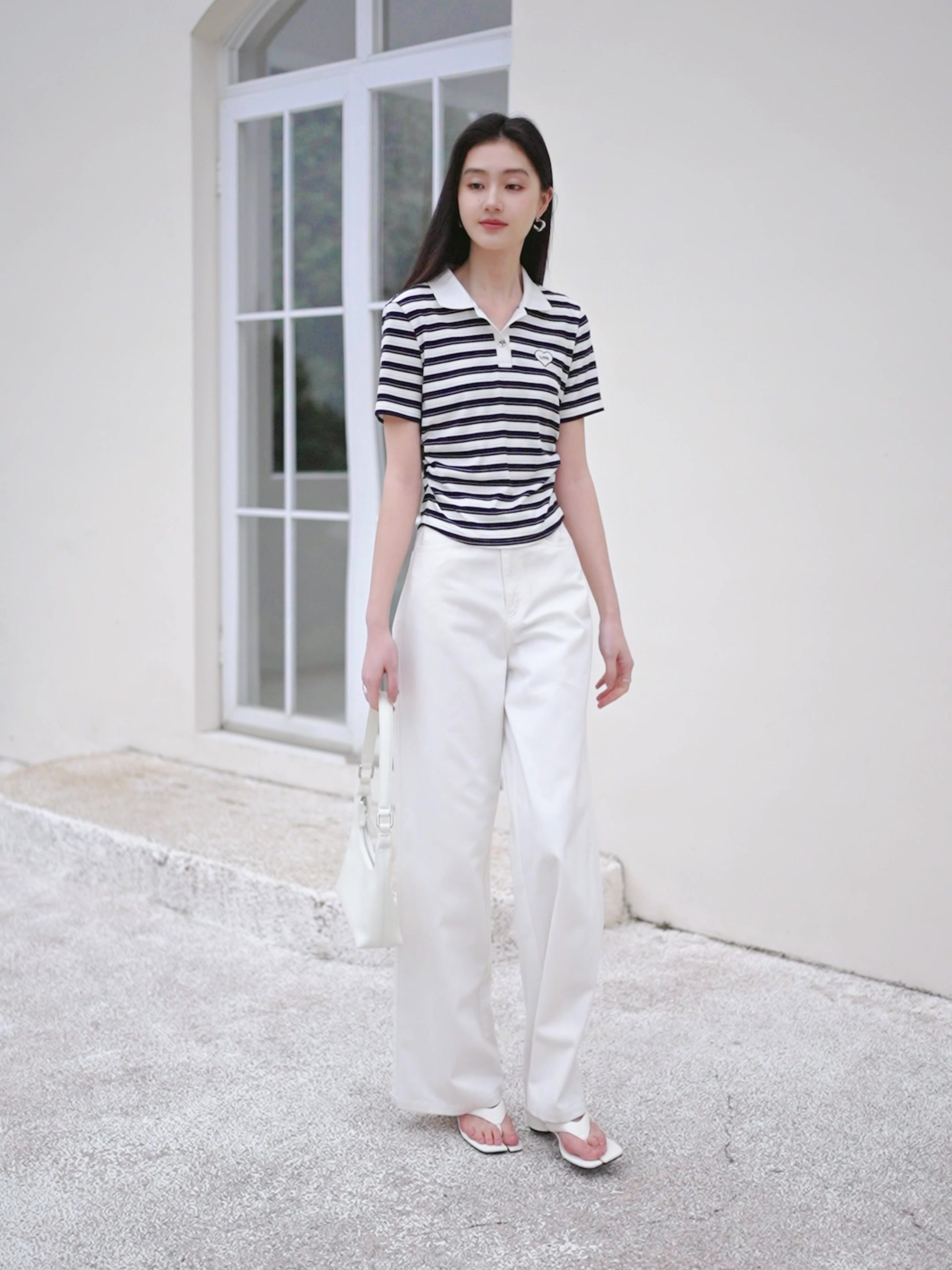香影拼接条纹Polo领T恤：复古与潮流的完美碰撞，我的春日穿搭新宠！