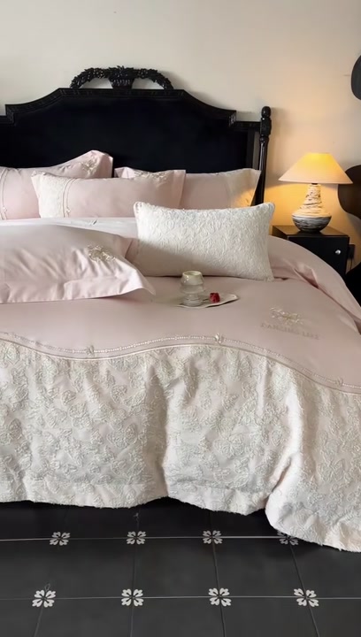 浮影100S长绒棉四件套体验：当公主风遇上A类全棉，我的少女心被彻底治愈了