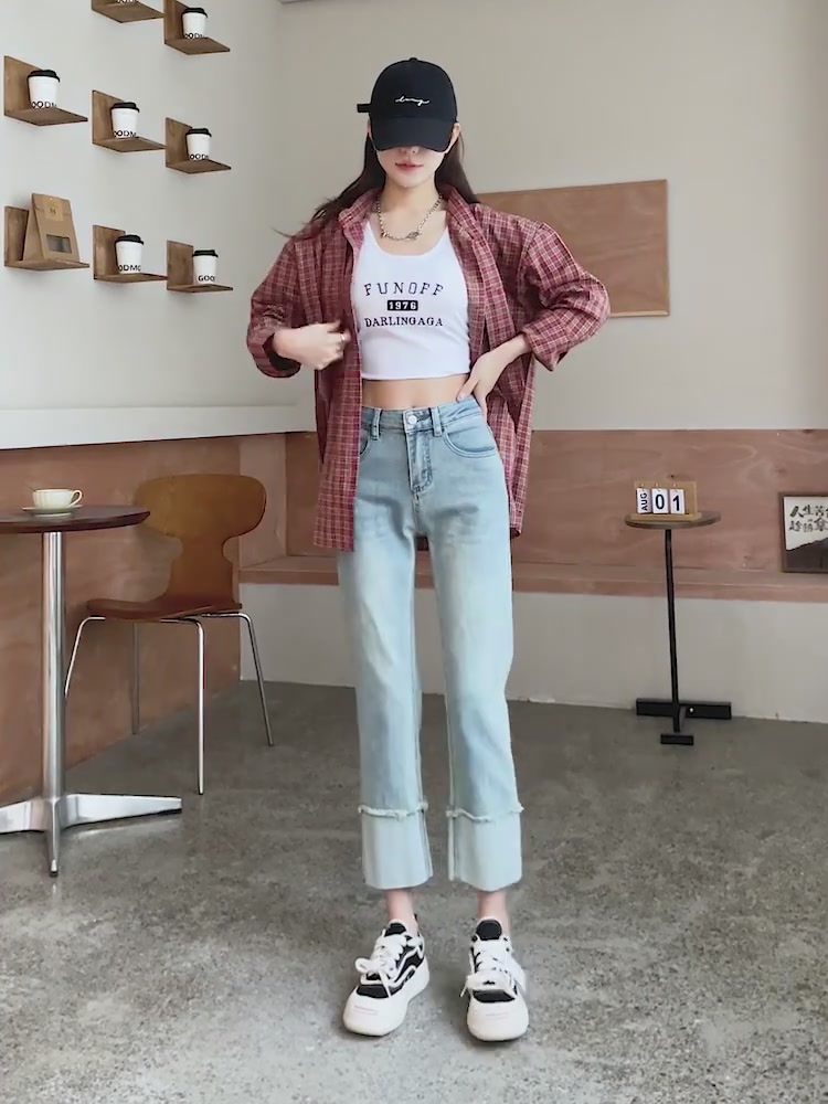 小个子也能穿出大长腿！这条卷边牛仔裤我锁了🔒