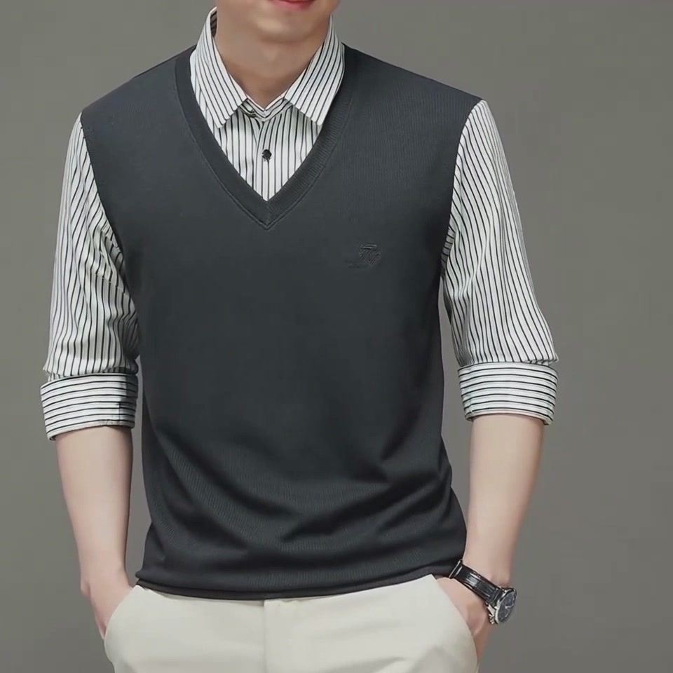 麦锐思条纹衬衫领假两件：商务休闲新选择，但价格有点小贵