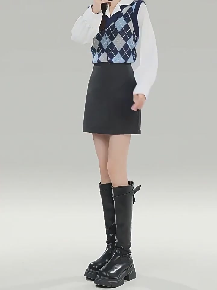 救命！这条咖色毛呢短裙也太显瘦了吧！小个子姐妹闭眼入！