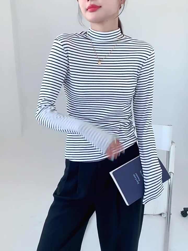 御陌兮条纹打底衫：299元买到的韩风内搭，值不值这个价？